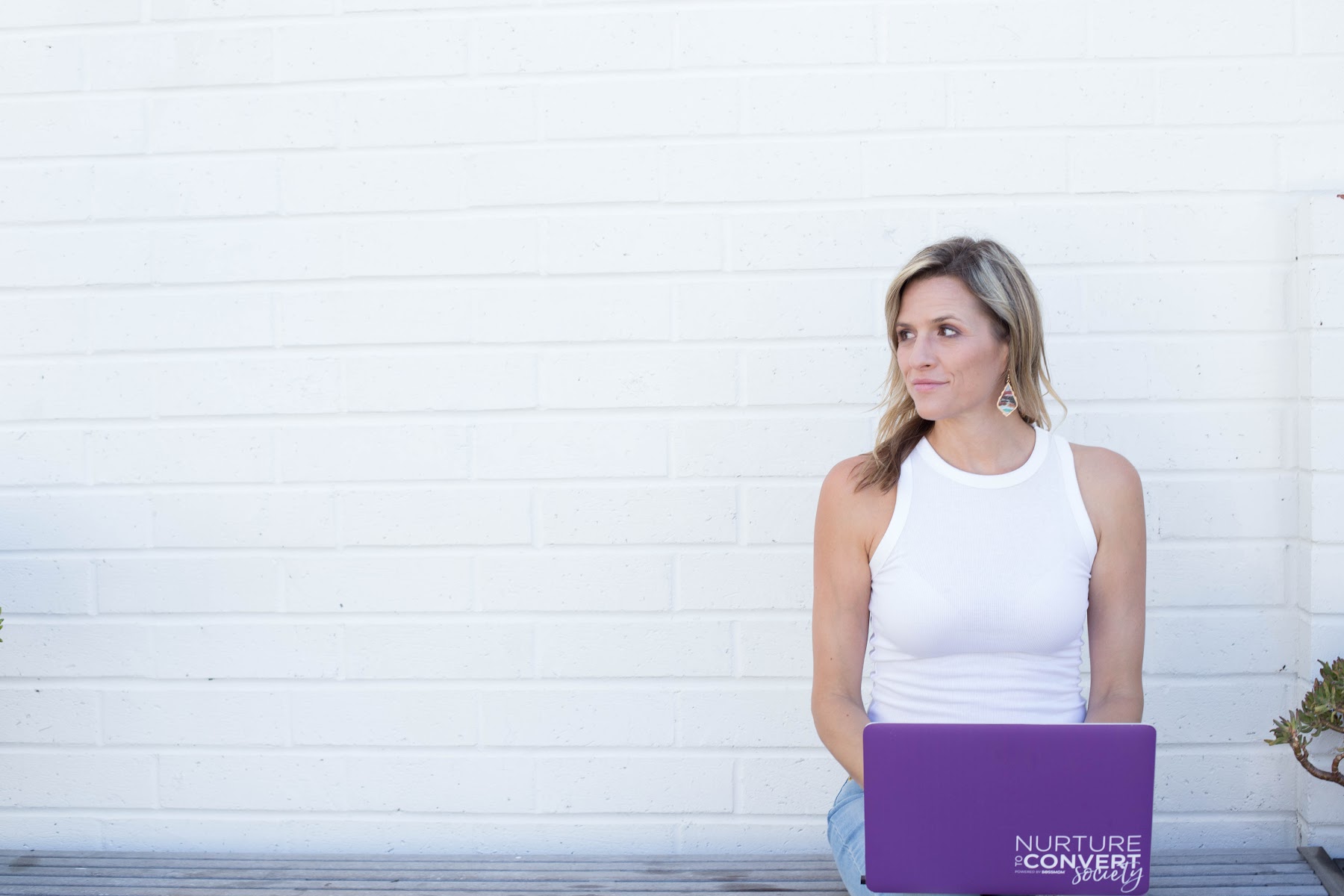 Dana Malstaff with her Nurture to Convert laptop